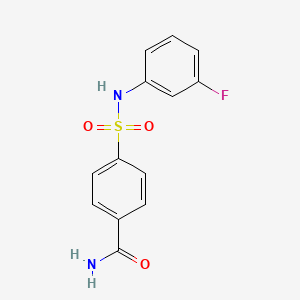 molecular formula C13H11FN2O3S B4700991 4-{[(3-fluorophenyl)amino]sulfonyl}benzamide 