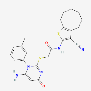 2-{[6-amino-1-(3-methylphenyl)-4-oxo-1,4-dihydro-2-pyrimidinyl]thio}-N-(3-cyano-4,5,6,7,8,9-hexahydrocycloocta[b]thien-2-yl)acetamide