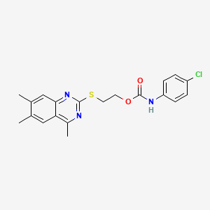 molecular formula C20H20ClN3O2S B4701113 2-[(4,6,7-trimethyl-2-quinazolinyl)thio]ethyl (4-chlorophenyl)carbamate 