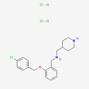 molecular formula C20H27Cl3N2O B4701129 {2-[(4-chlorobenzyl)oxy]benzyl}(4-piperidinylmethyl)amine dihydrochloride 