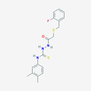 N-(3,4-dimethylphenyl)-2-{[(2-fluorobenzyl)thio]acetyl}hydrazinecarbothioamide