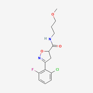 molecular formula C14H16ClFN2O3 B4701144 3-(2-chloro-6-fluorophenyl)-N-(3-methoxypropyl)-4,5-dihydro-5-isoxazolecarboxamide 