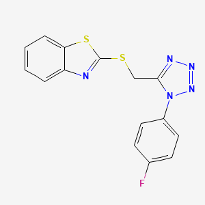 molecular formula C15H10FN5S2 B4701201 2-({[1-(4-fluorophenyl)-1H-tetrazol-5-yl]methyl}thio)-1,3-benzothiazole 