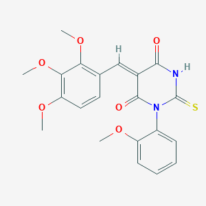 molecular formula C21H20N2O6S B4701217 1-(2-methoxyphenyl)-2-thioxo-5-(2,3,4-trimethoxybenzylidene)dihydro-4,6(1H,5H)-pyrimidinedione 