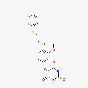 molecular formula C21H20N2O5S B4701245 5-(3-methoxy-4-{2-[(4-methylphenyl)thio]ethoxy}benzylidene)-2,4,6(1H,3H,5H)-pyrimidinetrione 