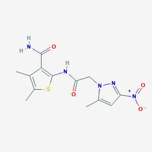 4,5-dimethyl-2-{[(5-methyl-3-nitro-1H-pyrazol-1-yl)acetyl]amino}-3-thiophenecarboxamide