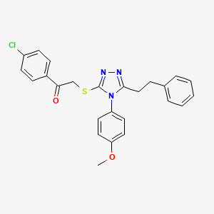 molecular formula C25H22ClN3O2S B4701345 1-(4-chlorophenyl)-2-{[4-(4-methoxyphenyl)-5-(2-phenylethyl)-4H-1,2,4-triazol-3-yl]thio}ethanone 