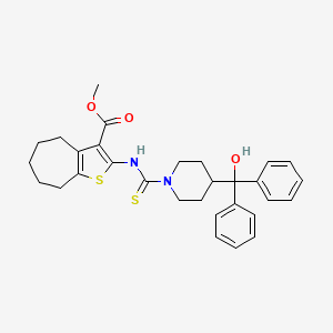 molecular formula C30H34N2O3S2 B4701367 methyl 2-[({4-[hydroxy(diphenyl)methyl]-1-piperidinyl}carbonothioyl)amino]-5,6,7,8-tetrahydro-4H-cyclohepta[b]thiophene-3-carboxylate 