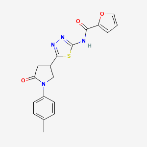 molecular formula C18H16N4O3S B4701407 N-{5-[1-(4-methylphenyl)-5-oxo-3-pyrrolidinyl]-1,3,4-thiadiazol-2-yl}-2-furamide 