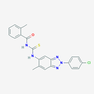 molecular formula C22H18ClN5OS B470144 N-[[2-(4-chlorophenyl)-6-methylbenzotriazol-5-yl]carbamothioyl]-2-methylbenzamide CAS No. 383894-70-0