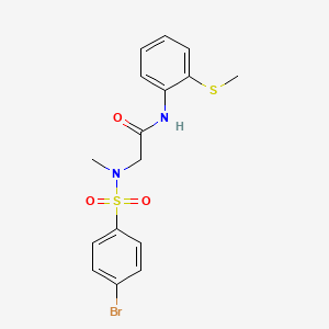 molecular formula C16H17BrN2O3S2 B4701474 N~2~-[(4-bromophenyl)sulfonyl]-N~2~-methyl-N~1~-[2-(methylthio)phenyl]glycinamide 