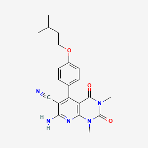 molecular formula C21H23N5O3 B4701477 7-amino-1,3-dimethyl-5-[4-(3-methylbutoxy)phenyl]-2,4-dioxo-1,2,3,4-tetrahydropyrido[2,3-d]pyrimidine-6-carbonitrile 