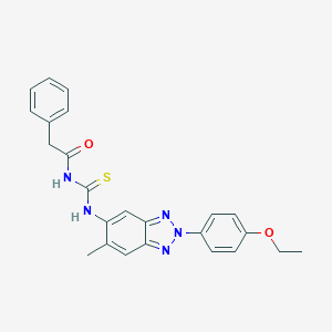 molecular formula C24H23N5O2S B470150 N-[[2-(4-ethoxyphenyl)-6-methylbenzotriazol-5-yl]carbamothioyl]-2-phenylacetamide CAS No. 356085-41-1