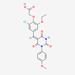 (2-chloro-6-ethoxy-4-{[1-(4-methoxyphenyl)-2,4,6-trioxotetrahydro-5(2H)-pyrimidinylidene]methyl}phenoxy)acetic acid