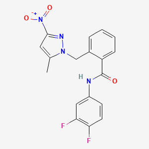 molecular formula C18H14F2N4O3 B4701639 N-(3,4-difluorophenyl)-2-[(5-methyl-3-nitro-1H-pyrazol-1-yl)methyl]benzamide 