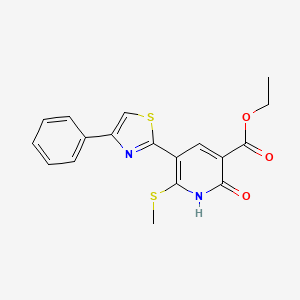 molecular formula C18H16N2O3S2 B4701656 ethyl 2-hydroxy-6-(methylthio)-5-(4-phenyl-1,3-thiazol-2-yl)nicotinate 