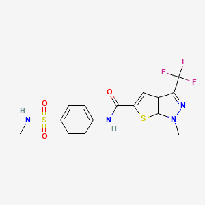 molecular formula C15H13F3N4O3S2 B4701673 1-methyl-N-{4-[(methylamino)sulfonyl]phenyl}-3-(trifluoromethyl)-1H-thieno[2,3-c]pyrazole-5-carboxamide 