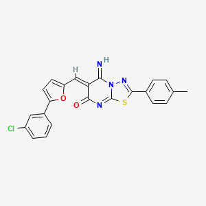 molecular formula C23H15ClN4O2S B4701686 6-{[5-(3-chlorophenyl)-2-furyl]methylene}-5-imino-2-(4-methylphenyl)-5,6-dihydro-7H-[1,3,4]thiadiazolo[3,2-a]pyrimidin-7-one 