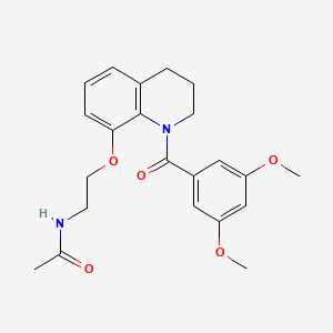 molecular formula C22H26N2O5 B4701721 N-(2-{[1-(3,5-dimethoxybenzoyl)-1,2,3,4-tetrahydro-8-quinolinyl]oxy}ethyl)acetamide 