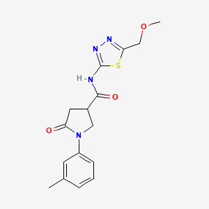 molecular formula C16H18N4O3S B4701730 N-[5-(methoxymethyl)-1,3,4-thiadiazol-2-yl]-1-(3-methylphenyl)-5-oxo-3-pyrrolidinecarboxamide 