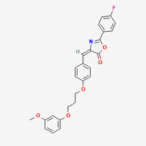 molecular formula C26H22FNO5 B4701737 2-(4-fluorophenyl)-4-{4-[3-(3-methoxyphenoxy)propoxy]benzylidene}-1,3-oxazol-5(4H)-one 