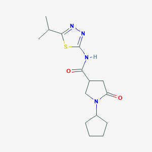 molecular formula C15H22N4O2S B4701742 1-cyclopentyl-N-(5-isopropyl-1,3,4-thiadiazol-2-yl)-5-oxopyrrolidine-3-carboxamide 