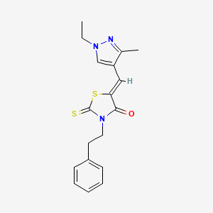 molecular formula C18H19N3OS2 B4701756 5-[(1-ethyl-3-methyl-1H-pyrazol-4-yl)methylene]-3-(2-phenylethyl)-2-thioxo-1,3-thiazolidin-4-one 
