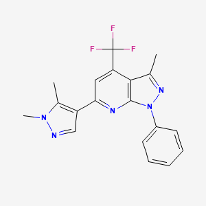 molecular formula C19H16F3N5 B4701761 6-(1,5-dimethyl-1H-pyrazol-4-yl)-3-methyl-1-phenyl-4-(trifluoromethyl)-1H-pyrazolo[3,4-b]pyridine 