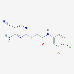 2-[(4-amino-5-cyano-2-pyrimidinyl)thio]-N-(3-bromo-4-chlorophenyl)acetamide