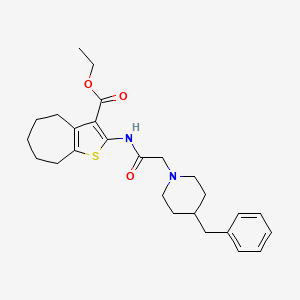 molecular formula C26H34N2O3S B4701796 ethyl 2-{[(4-benzyl-1-piperidinyl)acetyl]amino}-5,6,7,8-tetrahydro-4H-cyclohepta[b]thiophene-3-carboxylate 