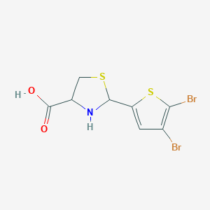 molecular formula C8H7Br2NO2S2 B4701835 2-(4,5-dibromo-2-thienyl)-1,3-thiazolidine-4-carboxylic acid 