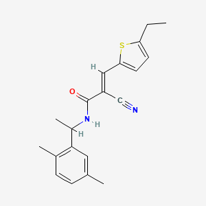 molecular formula C20H22N2OS B4701953 2-cyano-N-[1-(2,5-dimethylphenyl)ethyl]-3-(5-ethyl-2-thienyl)acrylamide 