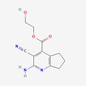 molecular formula C12H13N3O3 B4701987 2-hydroxyethyl 2-amino-3-cyano-6,7-dihydro-5H-cyclopenta[b]pyridine-4-carboxylate 