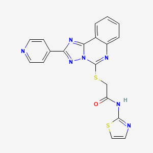 molecular formula C19H13N7OS2 B4702000 2-{[2-(4-pyridinyl)[1,2,4]triazolo[1,5-c]quinazolin-5-yl]thio}-N-1,3-thiazol-2-ylacetamide 