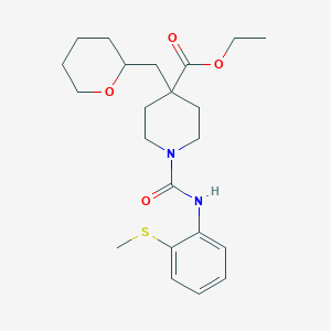 molecular formula C22H32N2O4S B4702013 ethyl 1-({[2-(methylthio)phenyl]amino}carbonyl)-4-(tetrahydro-2H-pyran-2-ylmethyl)-4-piperidinecarboxylate 