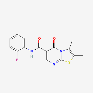 molecular formula C15H12FN3O2S B4702060 N-(2-fluorophenyl)-2,3-dimethyl-5-oxo-5H-[1,3]thiazolo[3,2-a]pyrimidine-6-carboxamide 