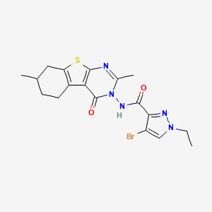 4-bromo-N-(2,7-dimethyl-4-oxo-5,6,7,8-tetrahydro[1]benzothieno[2,3-d]pyrimidin-3(4H)-yl)-1-ethyl-1H-pyrazole-3-carboxamide