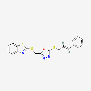 2-[({5-[(3-phenyl-2-propen-1-yl)thio]-1,3,4-oxadiazol-2-yl}methyl)thio]-1,3-benzothiazole