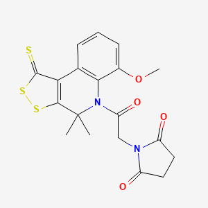 molecular formula C19H18N2O4S3 B4702209 1-[2-(6-methoxy-4,4-dimethyl-1-thioxo-1,4-dihydro-5H-[1,2]dithiolo[3,4-c]quinolin-5-yl)-2-oxoethyl]-2,5-pyrrolidinedione 