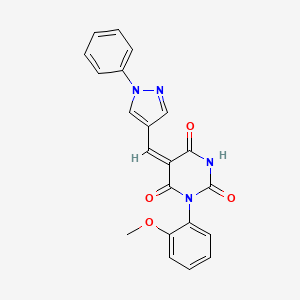 molecular formula C21H16N4O4 B4702267 1-(2-methoxyphenyl)-5-[(1-phenyl-1H-pyrazol-4-yl)methylene]-2,4,6(1H,3H,5H)-pyrimidinetrione 