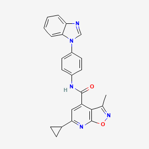 molecular formula C24H19N5O2 B4702313 N-[4-(1H-benzimidazol-1-yl)phenyl]-6-cyclopropyl-3-methylisoxazolo[5,4-b]pyridine-4-carboxamide 