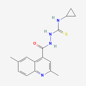 molecular formula C16H18N4OS B4702338 N-cyclopropyl-2-[(2,6-dimethyl-4-quinolinyl)carbonyl]hydrazinecarbothioamide 