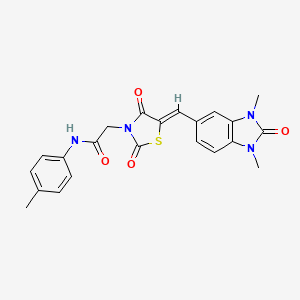 molecular formula C22H20N4O4S B4702350 2-{5-[(1,3-dimethyl-2-oxo-2,3-dihydro-1H-benzimidazol-5-yl)methylene]-2,4-dioxo-1,3-thiazolidin-3-yl}-N-(4-methylphenyl)acetamide 