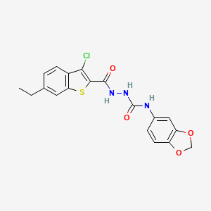 molecular formula C19H16ClN3O4S B4702371 N-1,3-benzodioxol-5-yl-2-[(3-chloro-6-ethyl-1-benzothien-2-yl)carbonyl]hydrazinecarboxamide 
