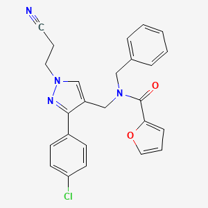 molecular formula C25H21ClN4O2 B4702383 N-benzyl-N-{[3-(4-chlorophenyl)-1-(2-cyanoethyl)-1H-pyrazol-4-yl]methyl}-2-furamide 