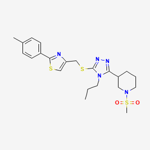 molecular formula C22H29N5O2S3 B4702390 3-[5-({[2-(4-methylphenyl)-1,3-thiazol-4-yl]methyl}thio)-4-propyl-4H-1,2,4-triazol-3-yl]-1-(methylsulfonyl)piperidine 