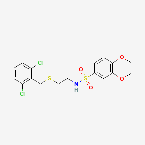 molecular formula C17H17Cl2NO4S2 B4702402 N-{2-[(2,6-dichlorobenzyl)thio]ethyl}-2,3-dihydro-1,4-benzodioxine-6-sulfonamide 