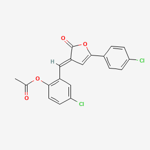 molecular formula C19H12Cl2O4 B4702445 4-chloro-2-{[5-(4-chlorophenyl)-2-oxo-3(2H)-furanylidene]methyl}phenyl acetate 