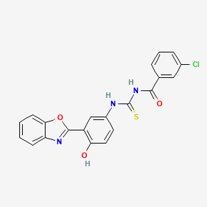 molecular formula C21H14ClN3O3S B4702457 N-({[3-(1,3-benzoxazol-2-yl)-4-hydroxyphenyl]amino}carbonothioyl)-3-chlorobenzamide 