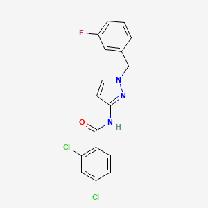 molecular formula C17H12Cl2FN3O B4702491 2,4-dichloro-N-[1-(3-fluorobenzyl)-1H-pyrazol-3-yl]benzamide 